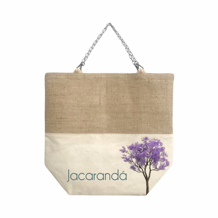 Sacola Ecológica Premium em Lona de Algodão e Juta Natural Dublada - Ref.: Jacarandá