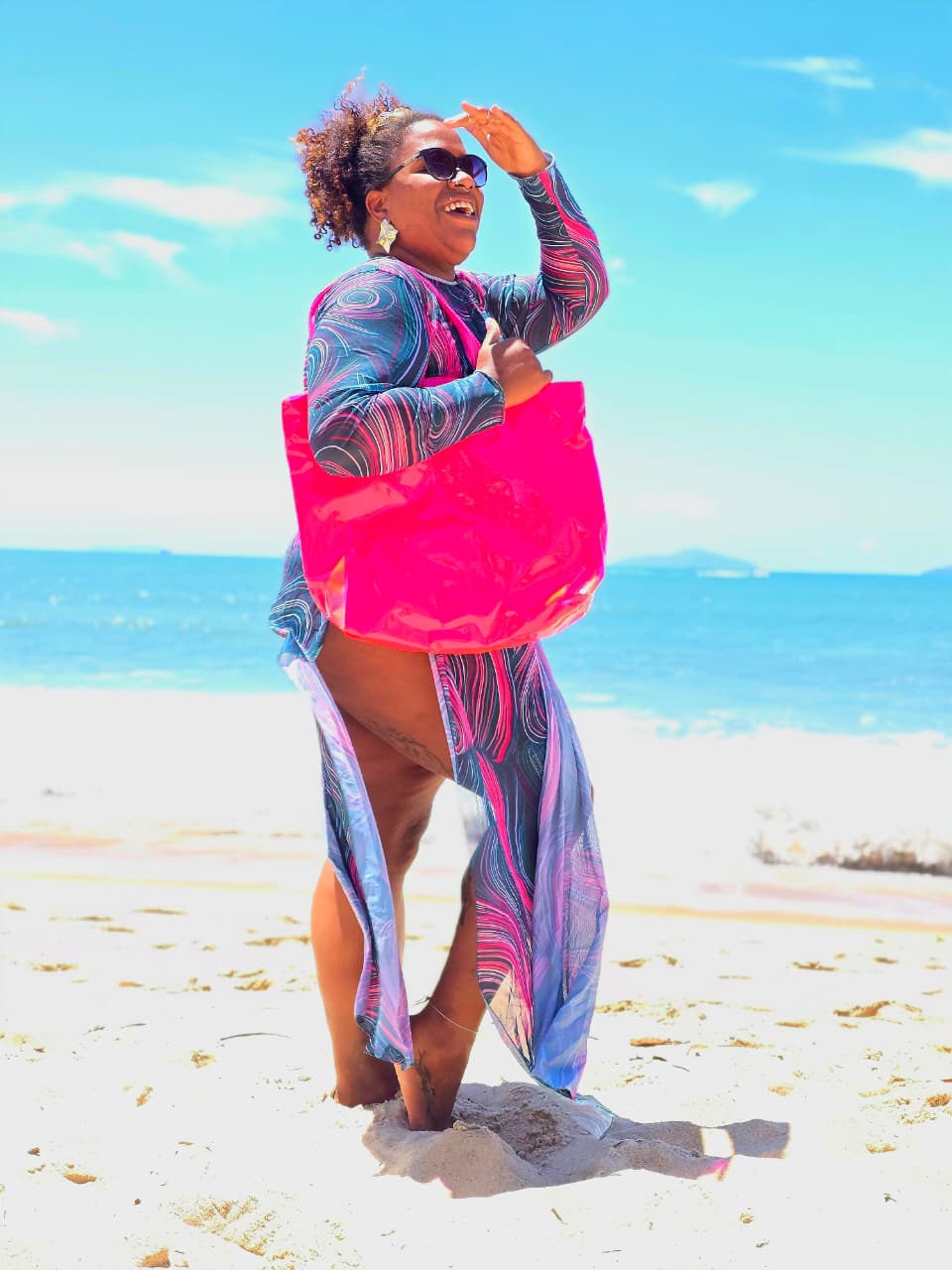 Bag reuse em pvc colorido + forro de toalha + zíper de fechamento - Ref.: Funk