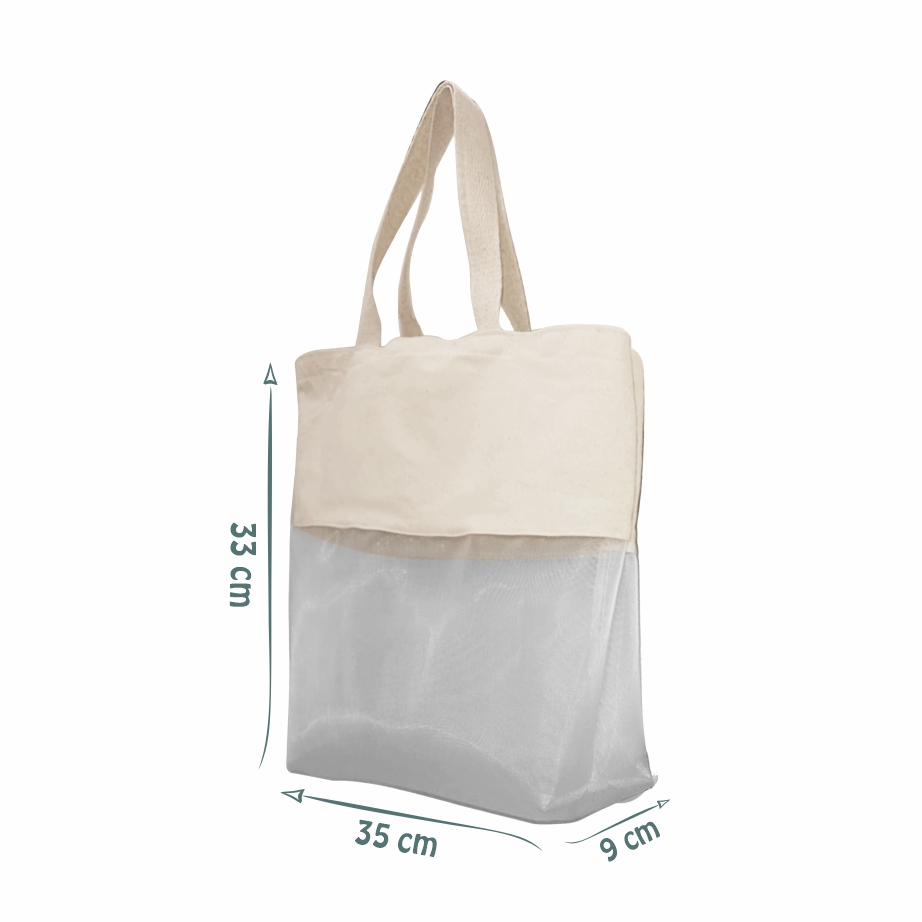 Sacola Ecológica Premium em Lona de Algodão Cru e Tela Mosquiteira - Ref.: Veleiro