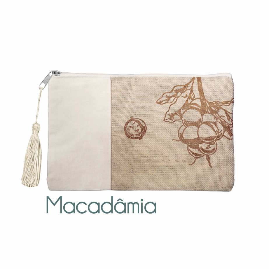 Necessaire Premium em Juta Engomada e Lona de Algodão com Barbicacho - Ref.: Macadâmia