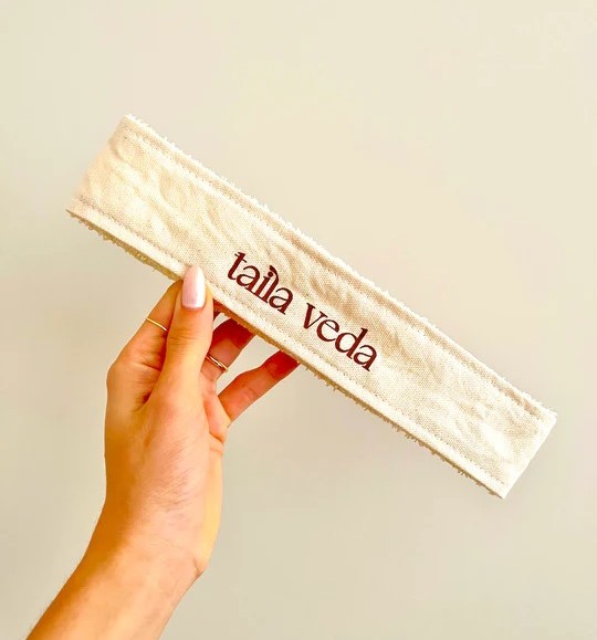 Faixa de Cabelo Ecológica em Lona de Algodão Cru e Toalha Branca - Ref.: Alecrim