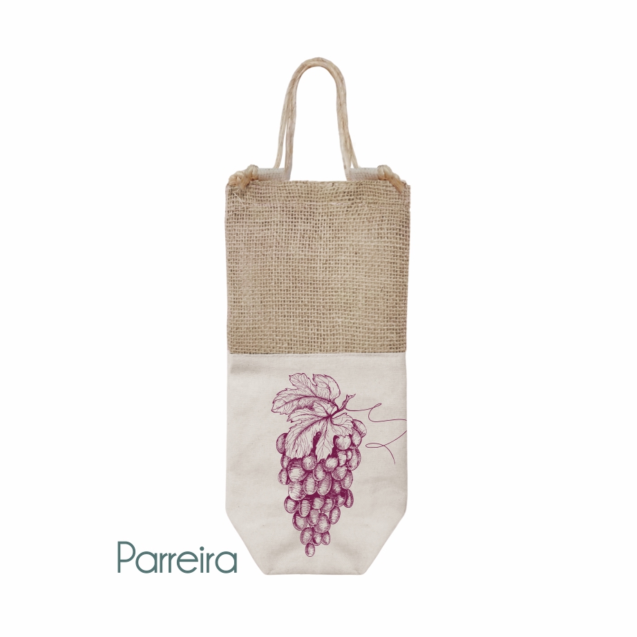 Sacola Ecológica Porta Garrafa em Juta Natural e Lona de Algodão Premium - Ref.: Parreira