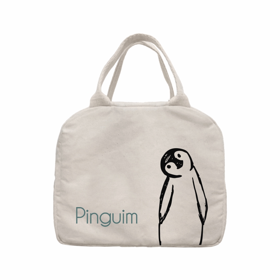 Térmica Ecológica em Lona de Algodão Cru e Forro Térmico Metalizado - Ref.: Pinguim