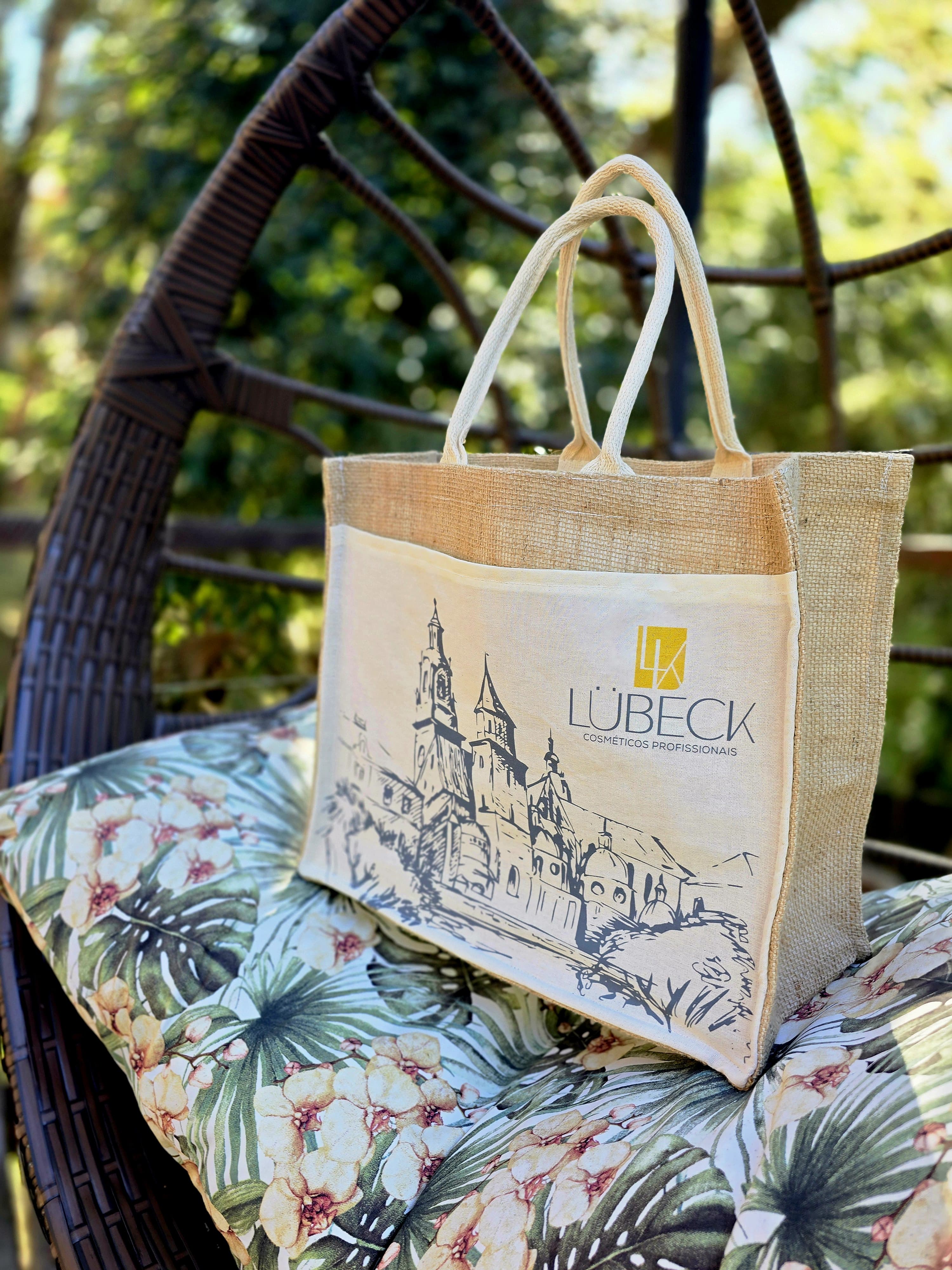 Sacola Ecológica Premium em Juta Natural Dublada e Algodão Cru - Ref.: Carvalho