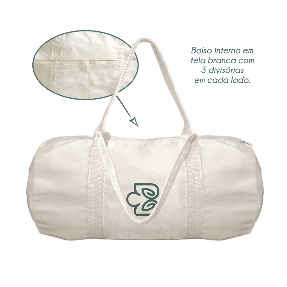 Bolsa de Viagem em Lona de Algodão Cru e Tela Vôlei - Ref.: Jubarte