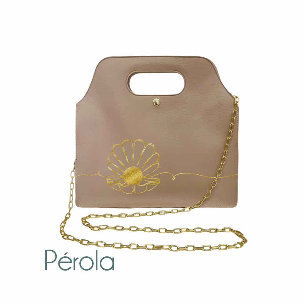 Bolsa Premium em Corino com Alça de Mão e Botão - Ref.: Pérola