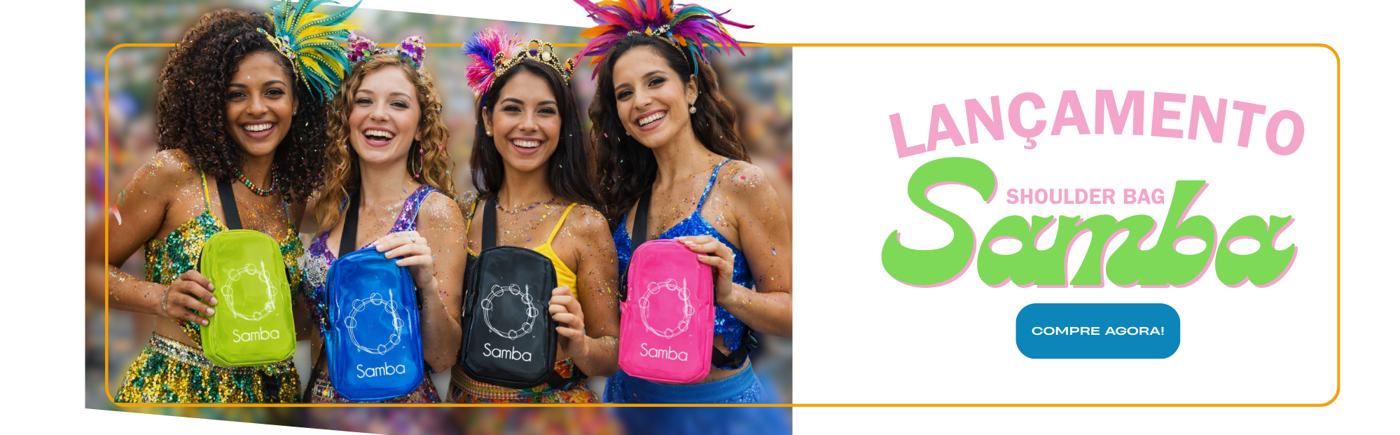 Lançamento shoulder bag SAMBA | do bloquinho ao after com estilo e praticidade! Em pvc colorido perfeita para guardar e levar o necessário para curtir a folia.