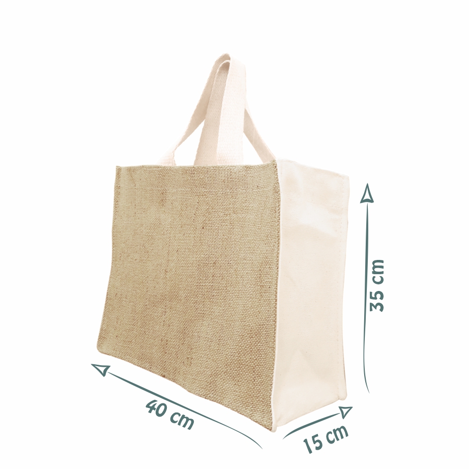 Sacola Ecológica Premium em Juta Engomada e Lona de Algodão - Ref.: Café