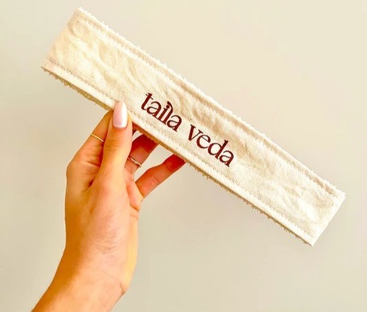 Faixa de Cabelo Ecológica em Lona de Algodão Cru e Toalha Branca - Ref.: Alecrim
