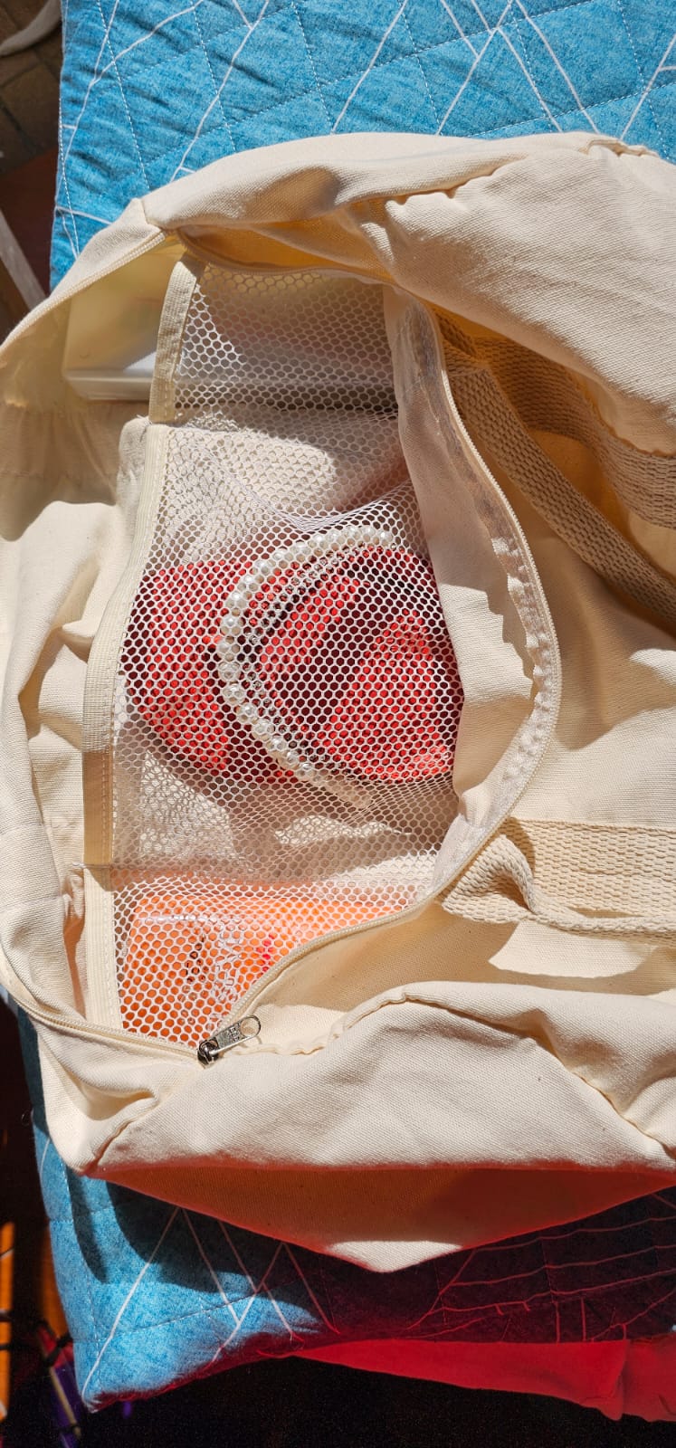 Bolsa de Viagem em Lona de Algodão Cru e Tela Vôlei - Ref.: Jubarte