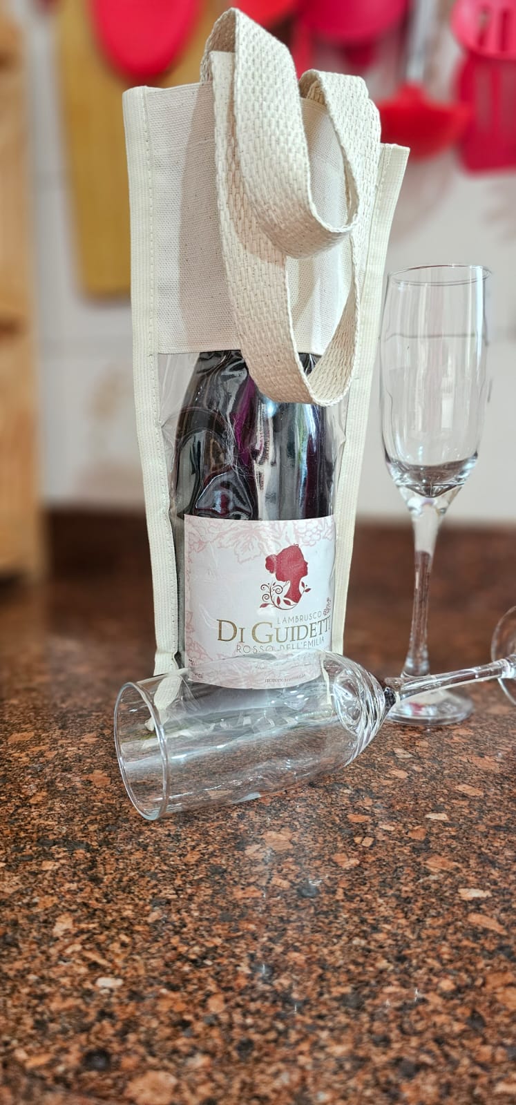 Sacola Ecológica Porta Garrafa Premium em Lona de Algodão e PVC Cristal - Ref.: Vinhedo