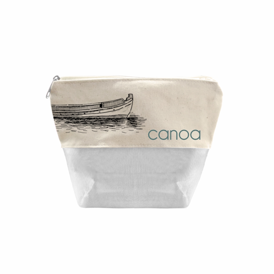 Necessaire Ecológica em Lona de Algodão Cru e Tela Mosquiteira - Ref.: Canoa