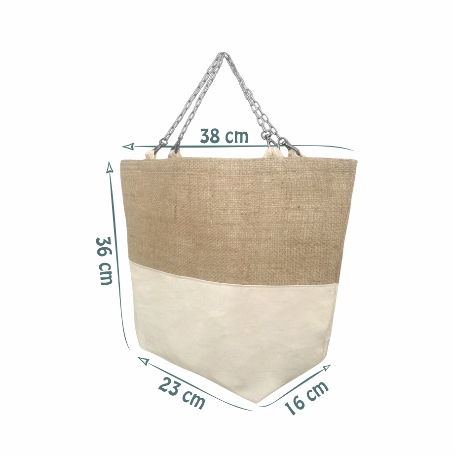 Sacola Ecológica Premium em Lona de Algodão e Juta Natural Dublada - Ref.: Jacarandá