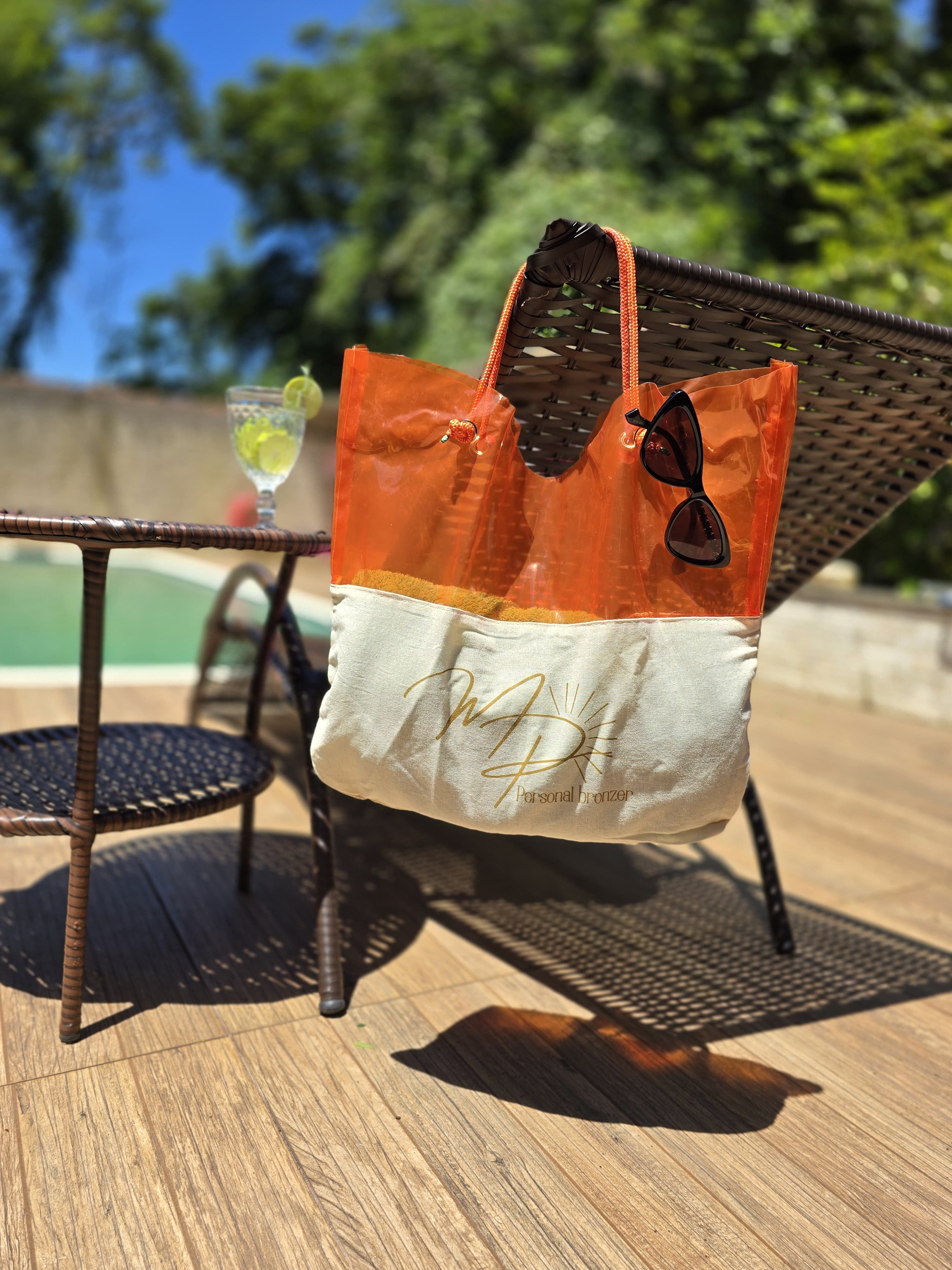 Sacola Ecológica em Algodão Cru e PVC Colorido - Ref.: Arco-íris