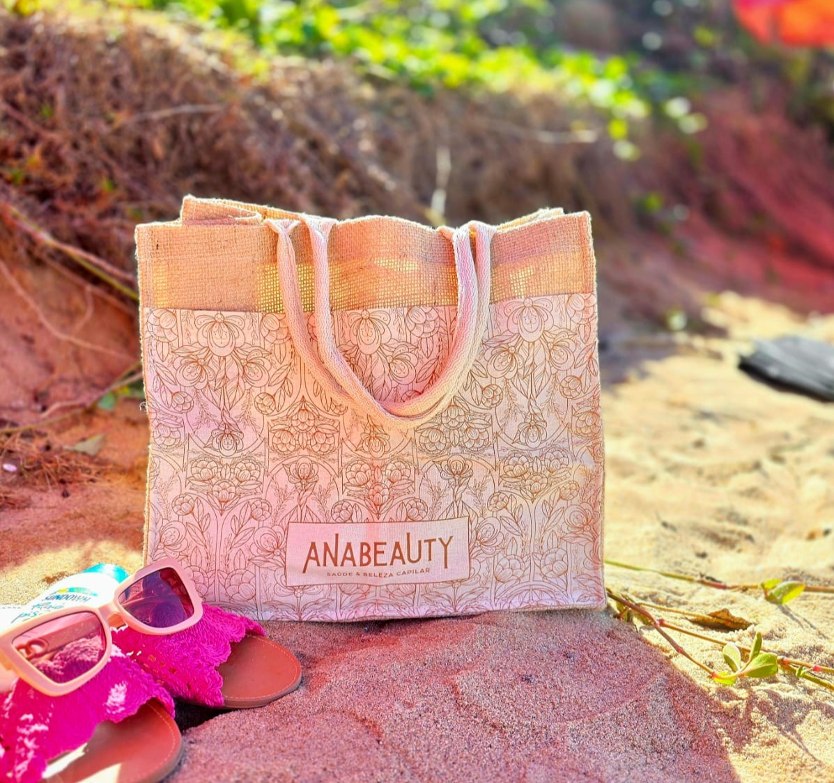 Premium bag ecológica em juta natural e forro de algodão cru - ref.: CARVALHO