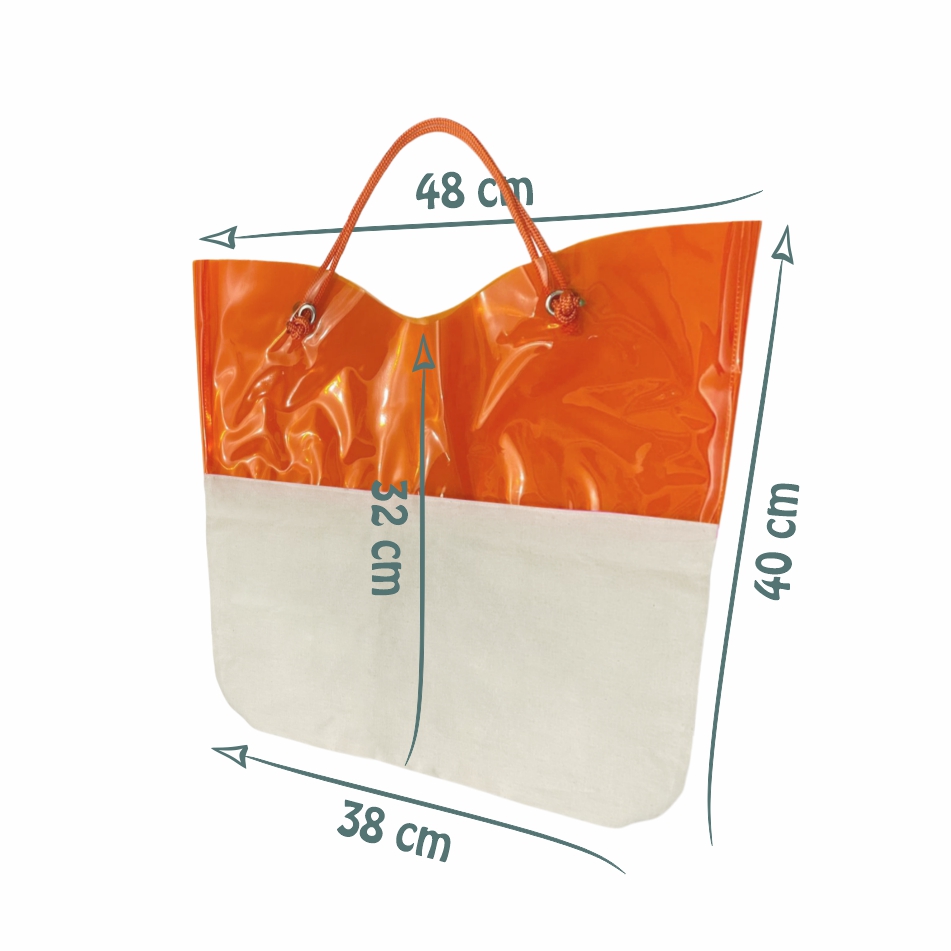 Sacola Ecológica em Algodão Cru e PVC Colorido - Ref.: Arco-íris