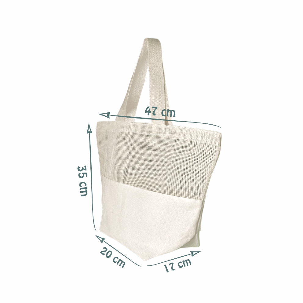 Sacola Ecológica em Tela Talagarça de Algodão Cru e Lona de Algodão Cru - Ref.: Colmeia
