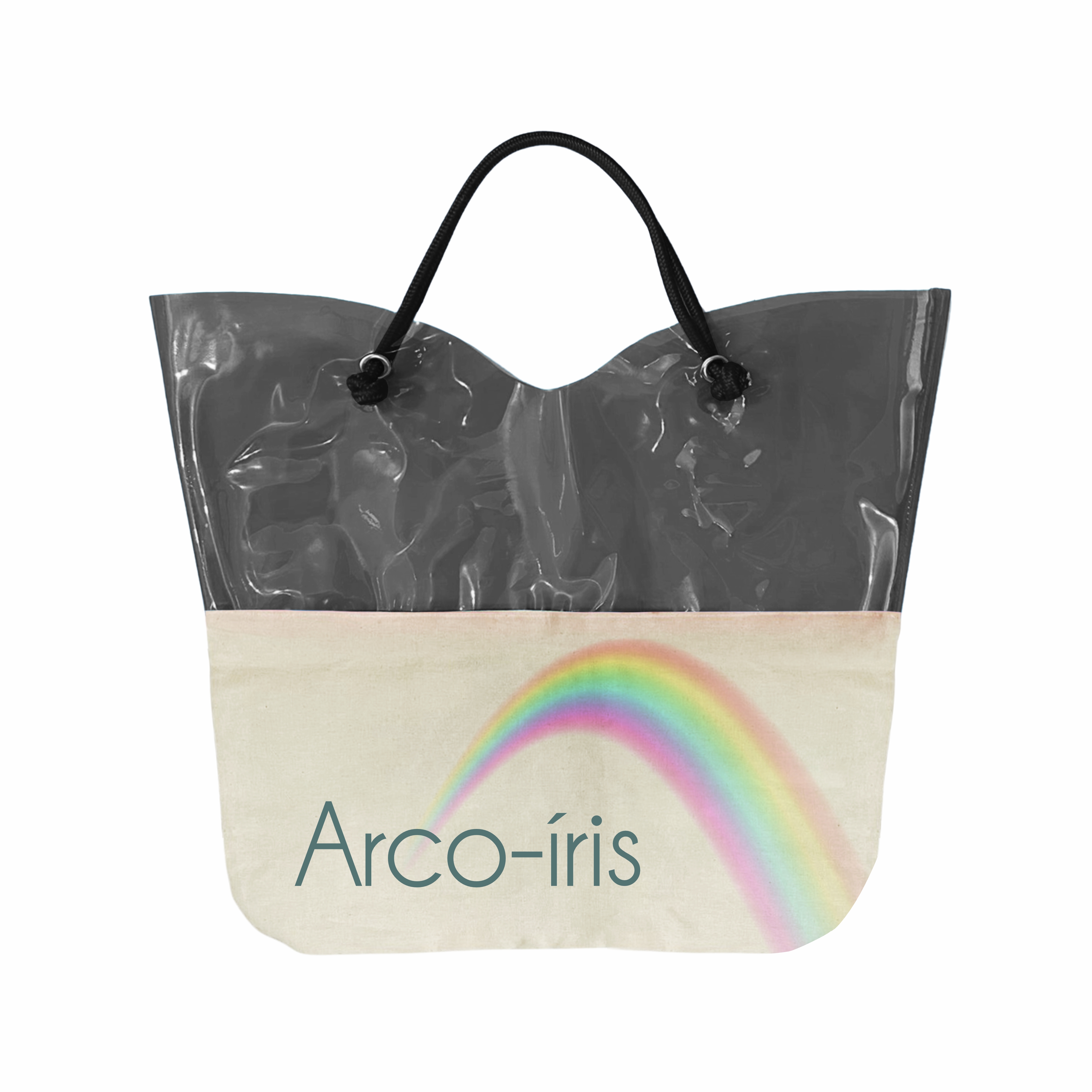 Sacola Ecológica em Algodão Cru e PVC Colorido - Ref.: Arco-íris