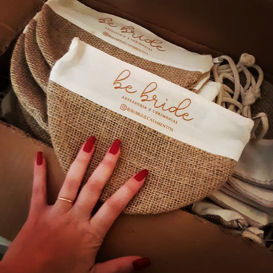 Clutch ecológica - Ref.: Coco - em juta natural + algodão cru