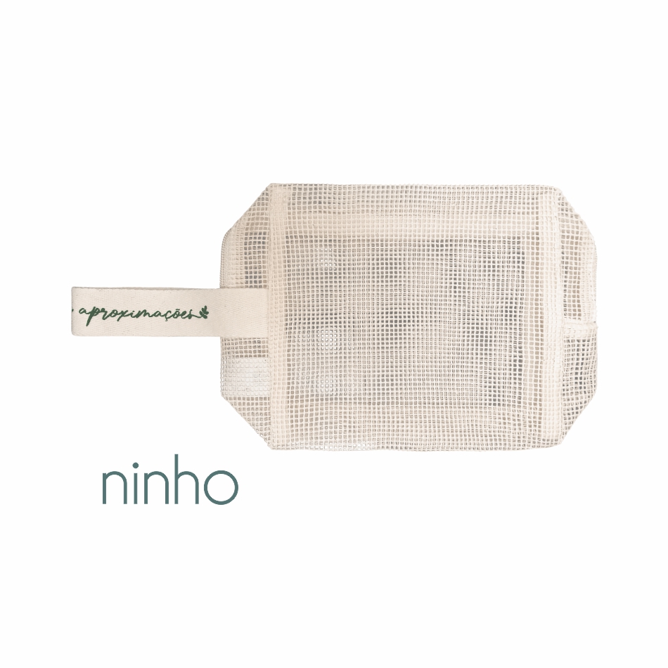 Necessaire Ecológica em Talagarça Fina de Algodão Cru com Alça Lateral - Ref.: Ninho