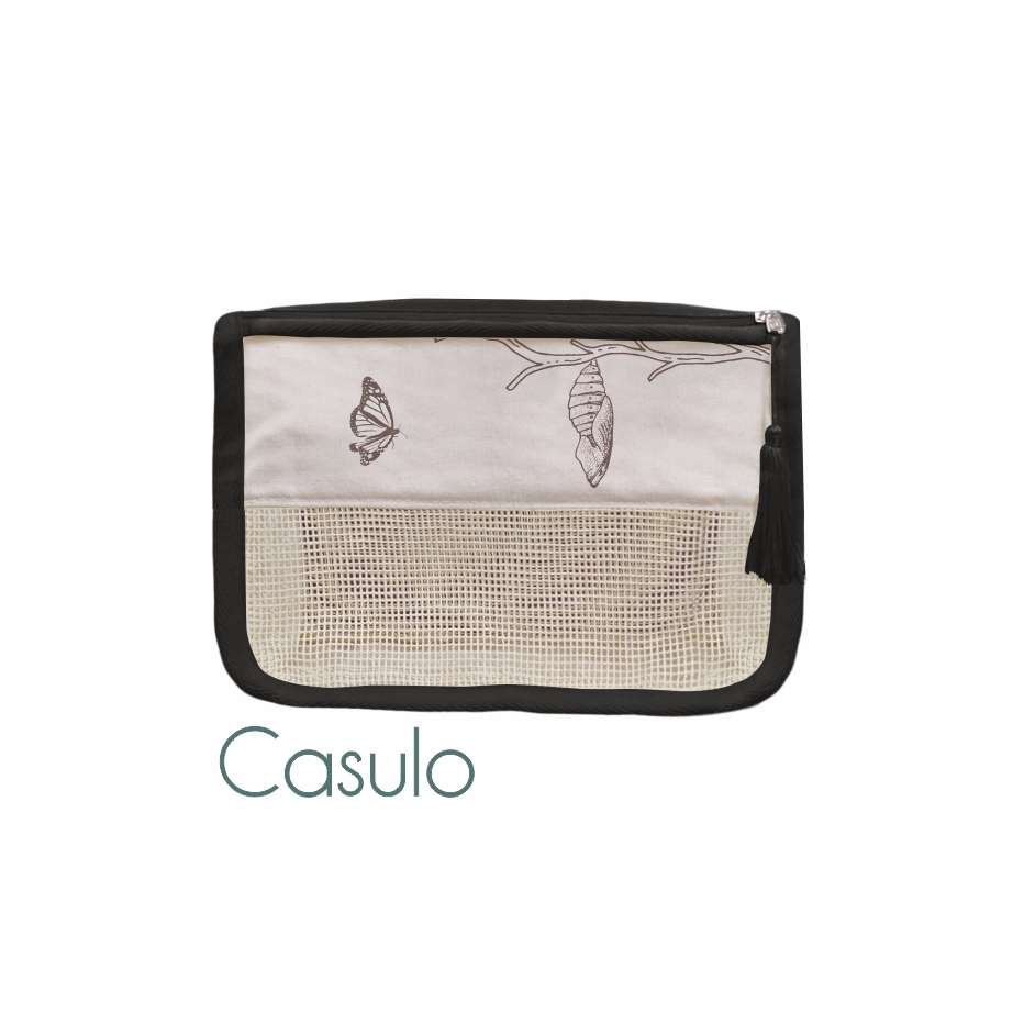 Necessaire Premium Ecológica em Lona de Algodão Cru e Tela Talagarça de Algodão Cru - Ref.: Casulo