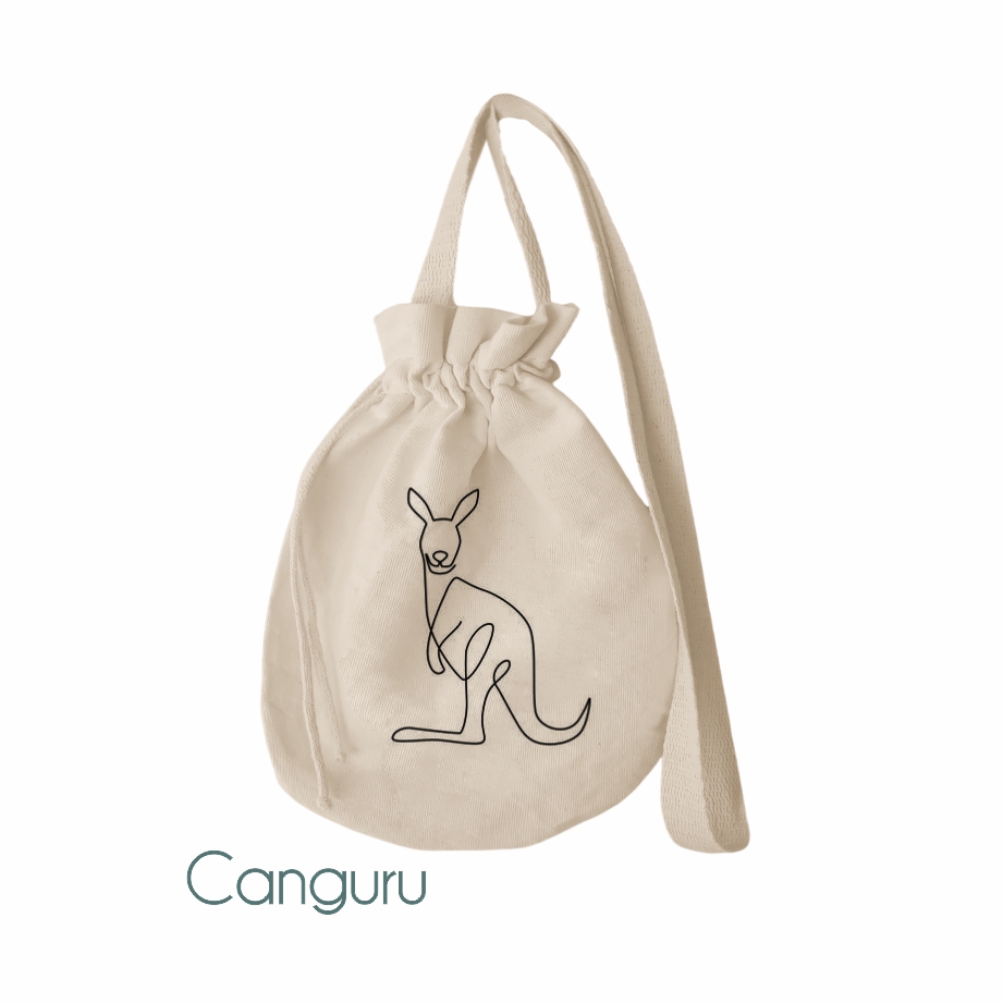 Sacola Ecológica em Lona de Algodão Cru com Fechamento - Ref.: Canguru