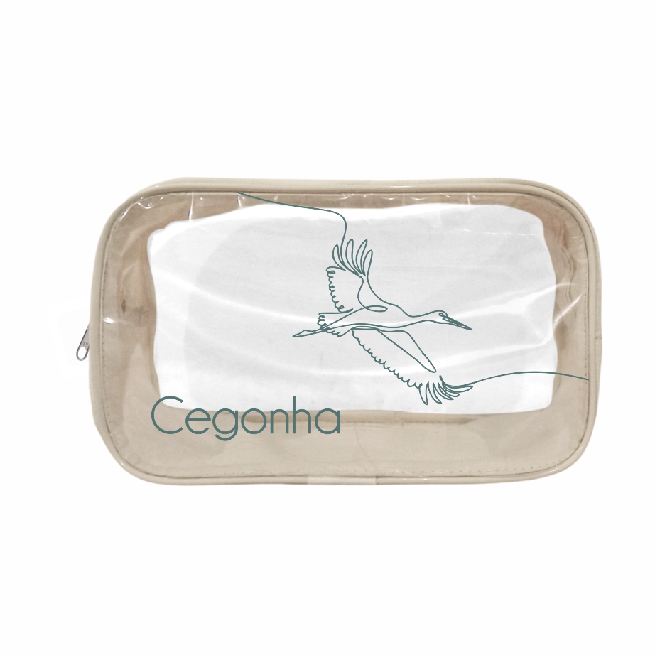 Frasqueira Ecológica em Lona de Algodão Cru e Visor em PVC Cristal - Ref.: Cegonha