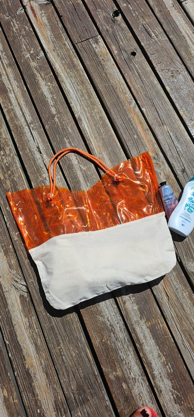 Sacola Ecológica em Algodão Cru e PVC Colorido - Ref.: Arco-íris