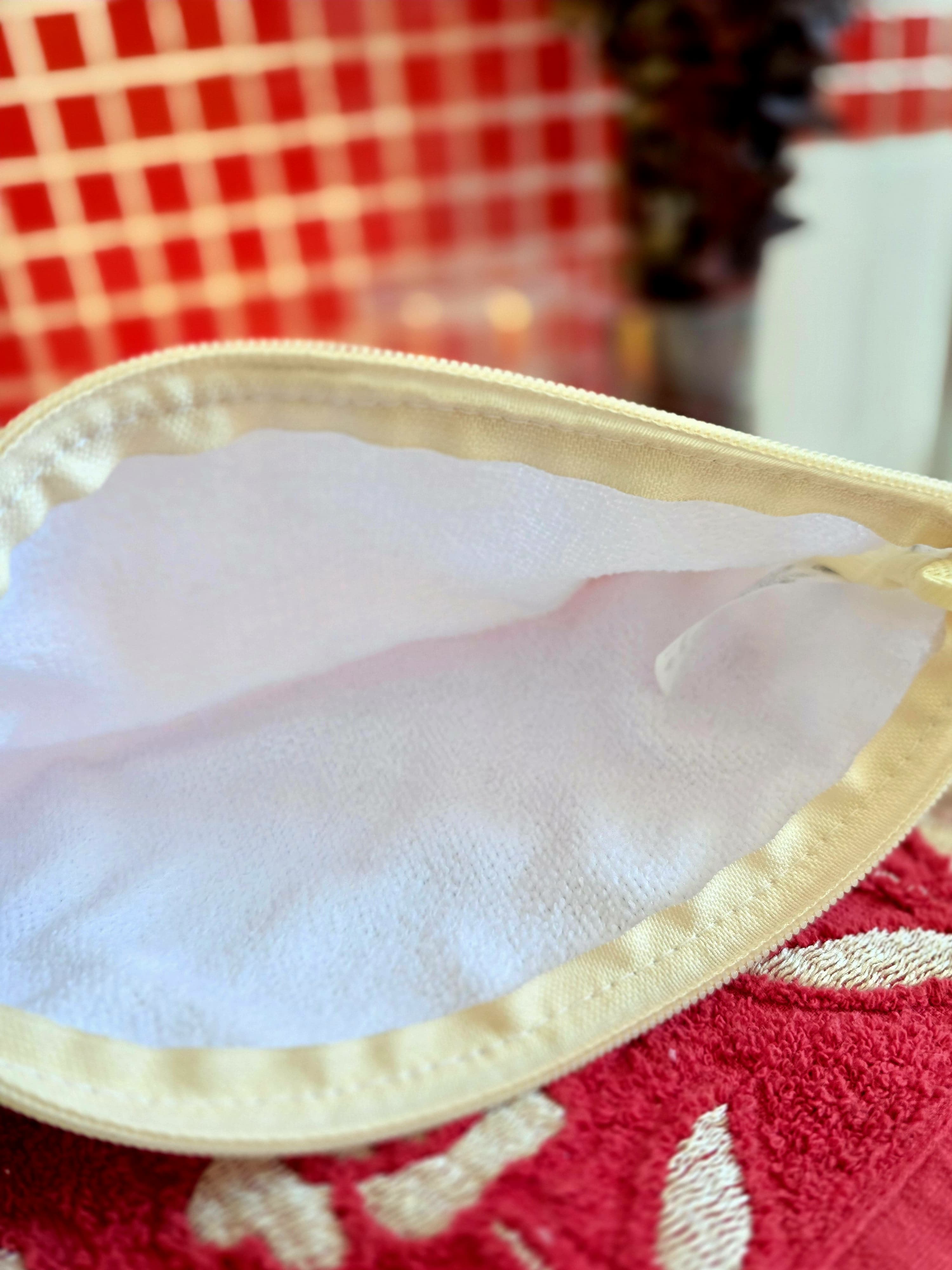 Necessaire ecológica, em tela de algodão cru e com forro atoalhado - ref.: ALFAZEMA