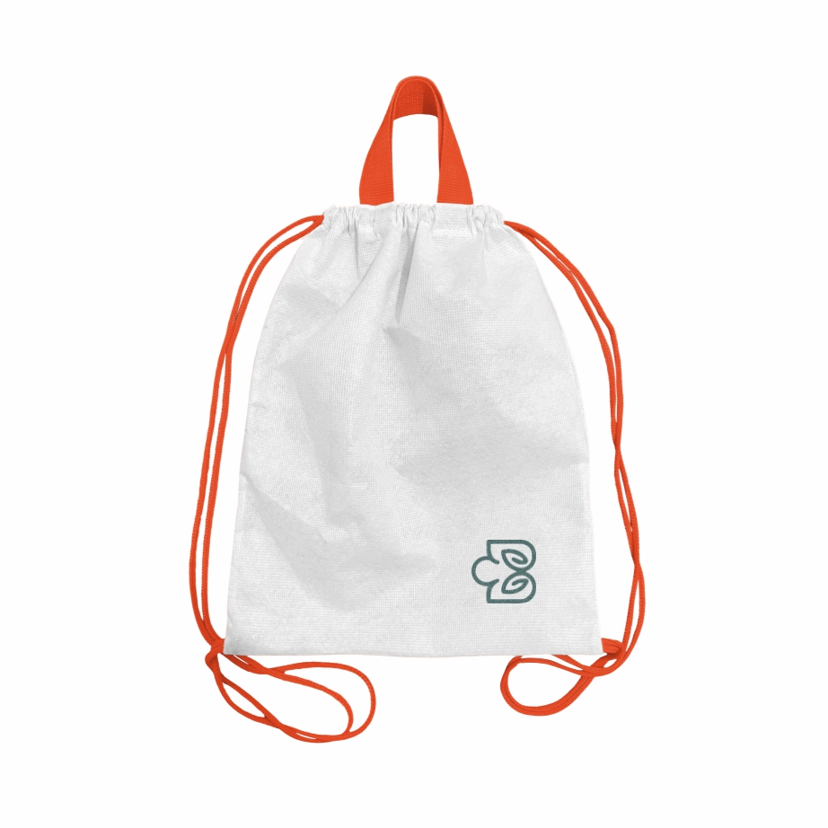 Sacochila Ecológica em PET Branco Reciclado com Alça de Mão - Ref.: Lírio