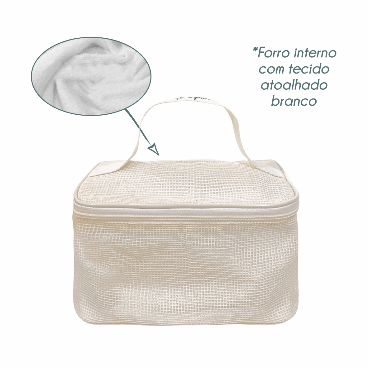 Frasqueira Ecológica em Talagarça de Algodão Cru e Forro Atoalhado - Ref.: Águia