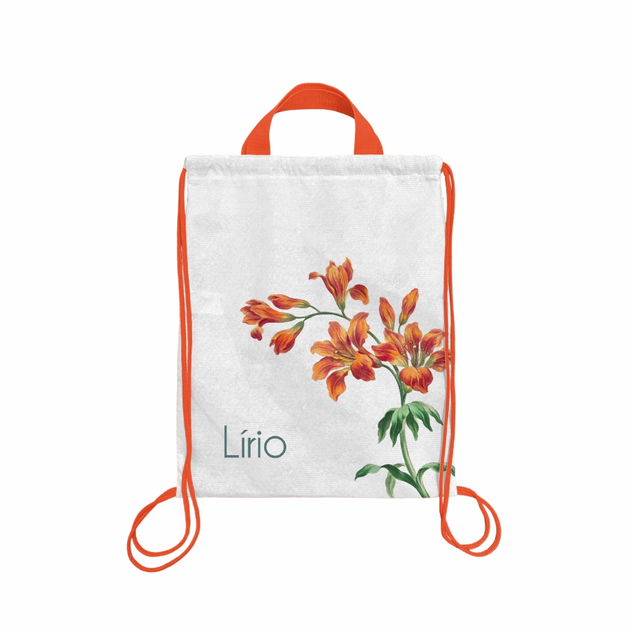 Sacochila Ecológica em PET Branco Reciclado com Alça de Mão - Ref.: Lírio