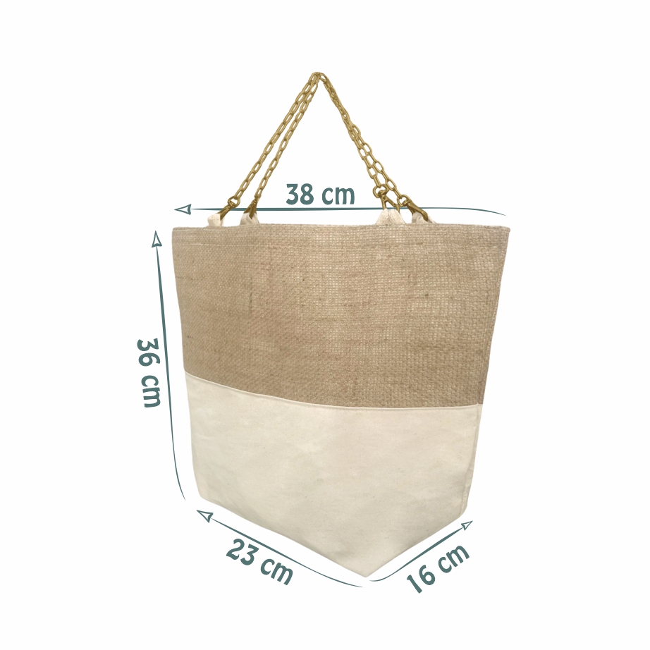 Sacola Ecológica Premium em Lona de Algodão e Juta Natural Dublada - Ref.: Jacarandá