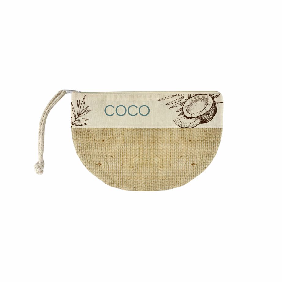 Clutch Ecológica em Algodão Cru e Juta Natural Dublada - Ref.: Coco