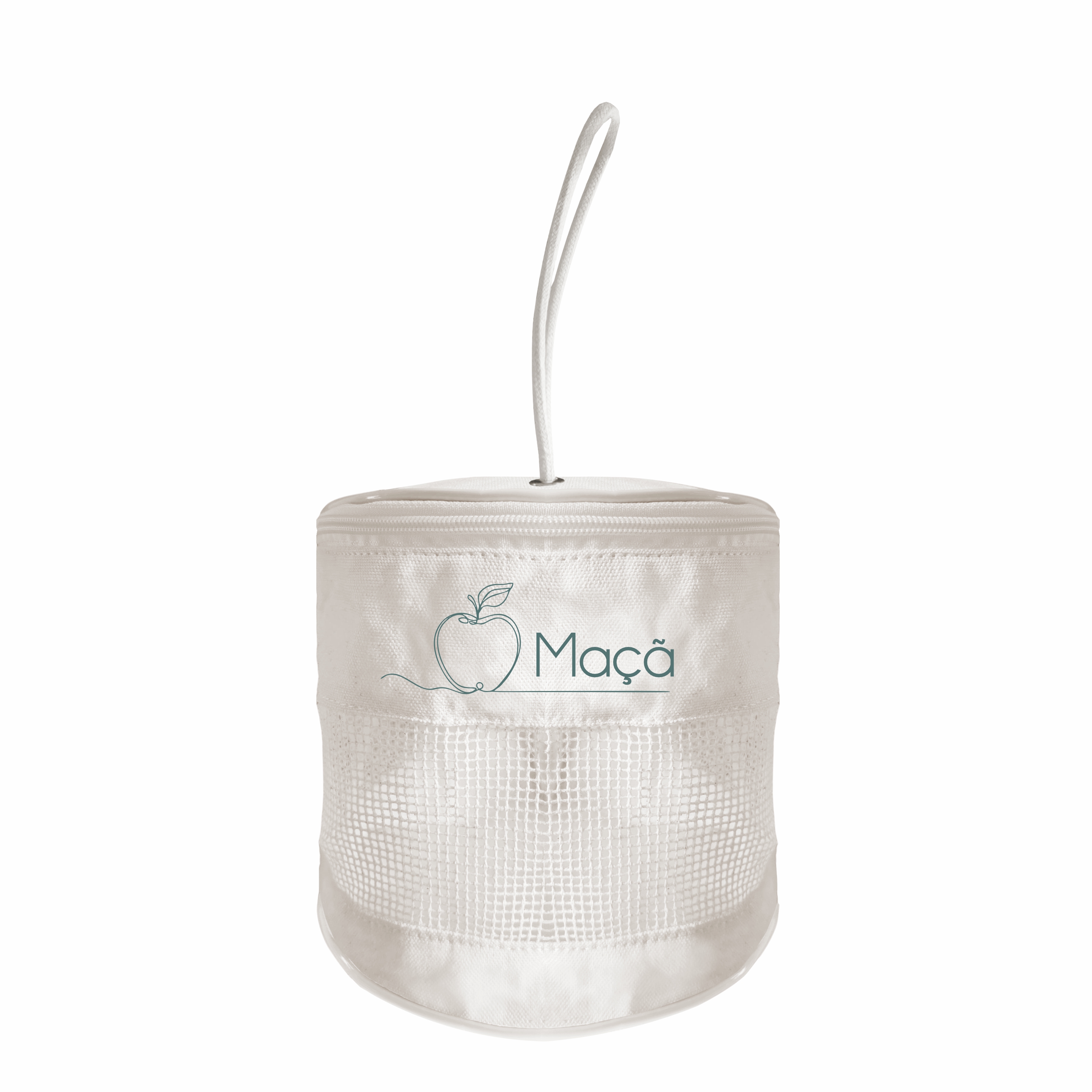Frasqueira redonda ecológica - em lona de algodão cru - ref.: Maçã