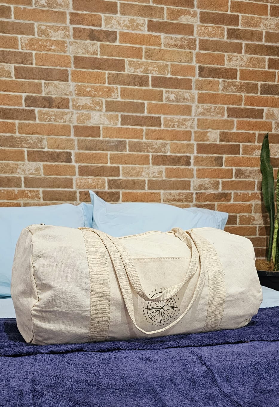 Bolsa de Viagem em Lona de Algodão Cru e Tela Vôlei - Ref.: Jubarte