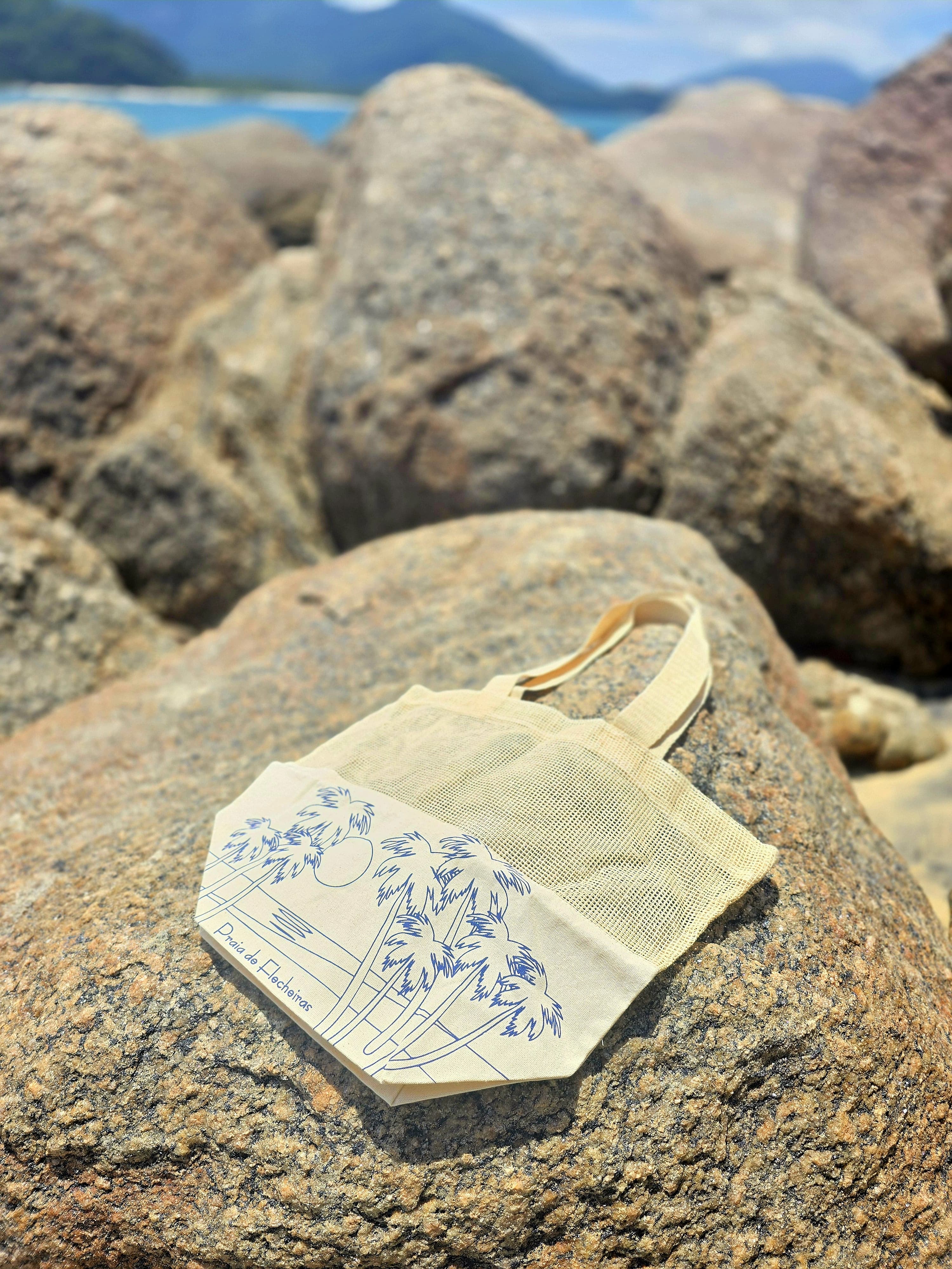 Sacola Ecológica em Tela Talagarça de Algodão Cru e Lona de Algodão Cru - Ref.: Colmeia