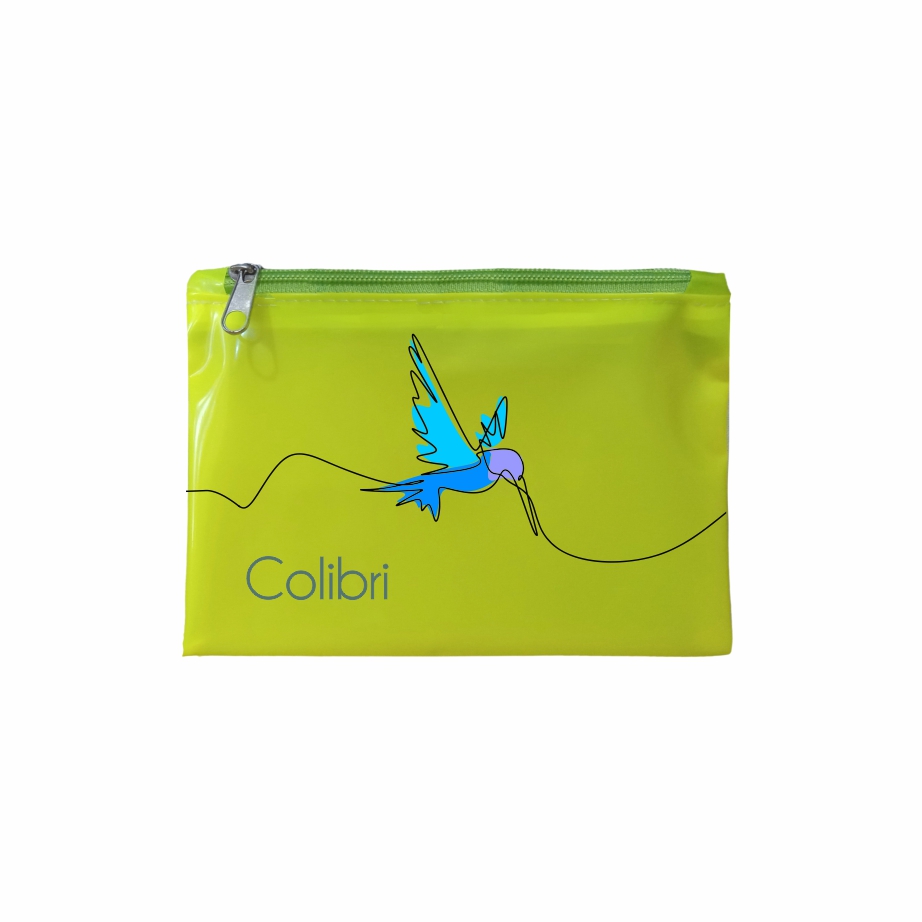Necessaire Ecológica em Lona de Algodão Cru e PVC Colorido - Ref.: Colibri