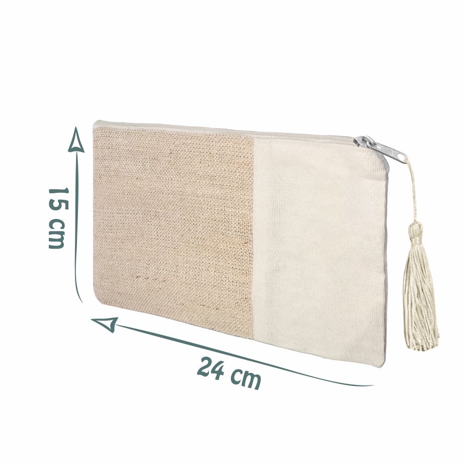 Necessaire Premium em Juta Engomada e Lona de Algodão com Barbicacho - Ref.: Macadâmia