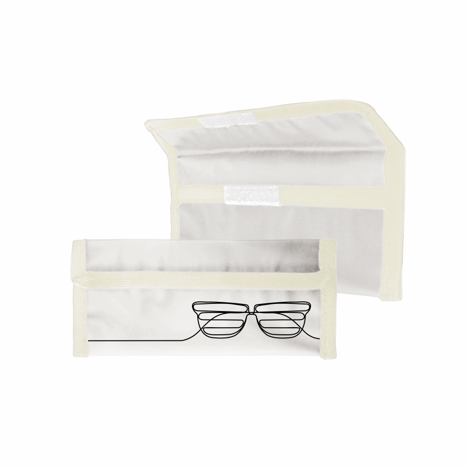 Porta Óculos em PVC All Clear com Fechamento Velcro e Viés Marfim - Ref.: Flash Dance