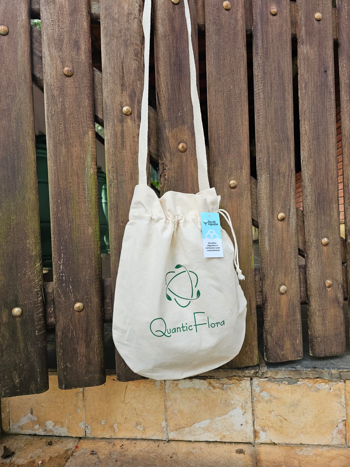 Sacola Ecológica em Lona de Algodão Cru com Fechamento - Ref.: Canguru