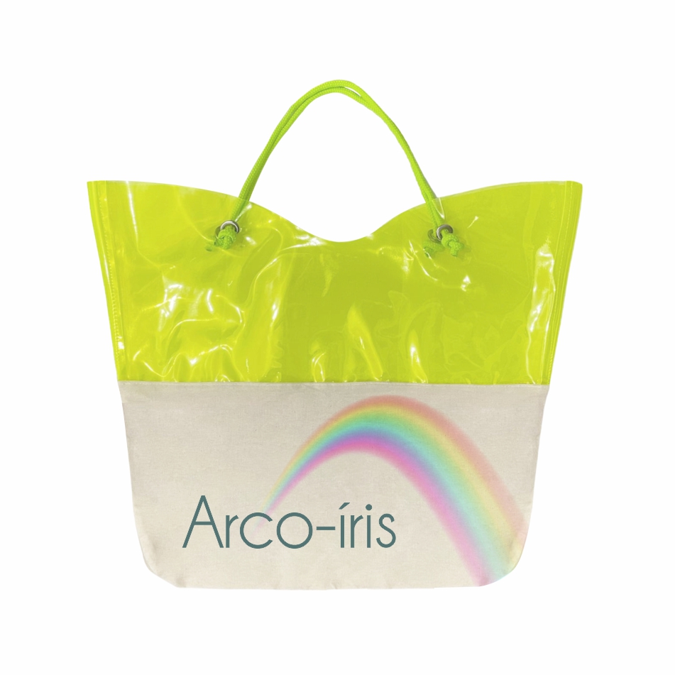 Sacola Ecológica em Algodão Cru e PVC Colorido - Ref.: Arco-íris