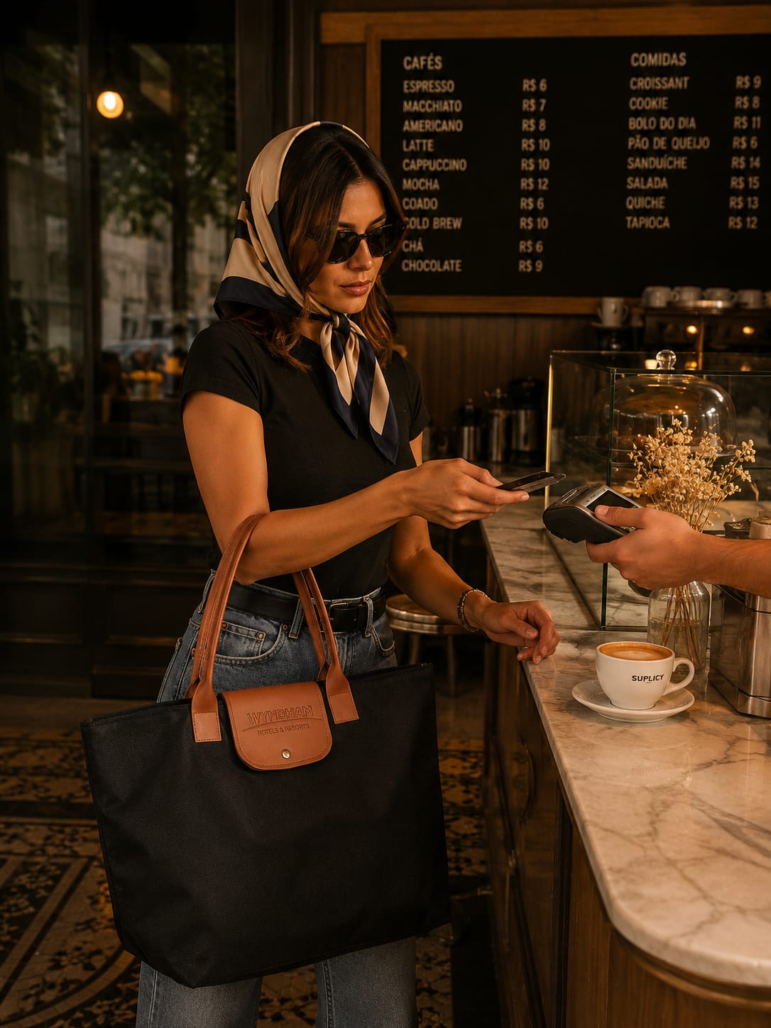 Soul | a sacola que sua cliente não vai querer mais largar! Feita em nylon reforçado, bolso interno, acabamento com zíper, botão imã e aba/alça em corino.