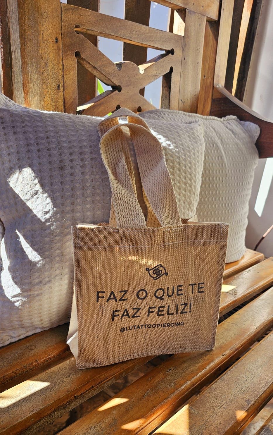 Ecobag Ecológica Premium - Ref.: Avelã - em Lona Algodão Cru + Juta Premium