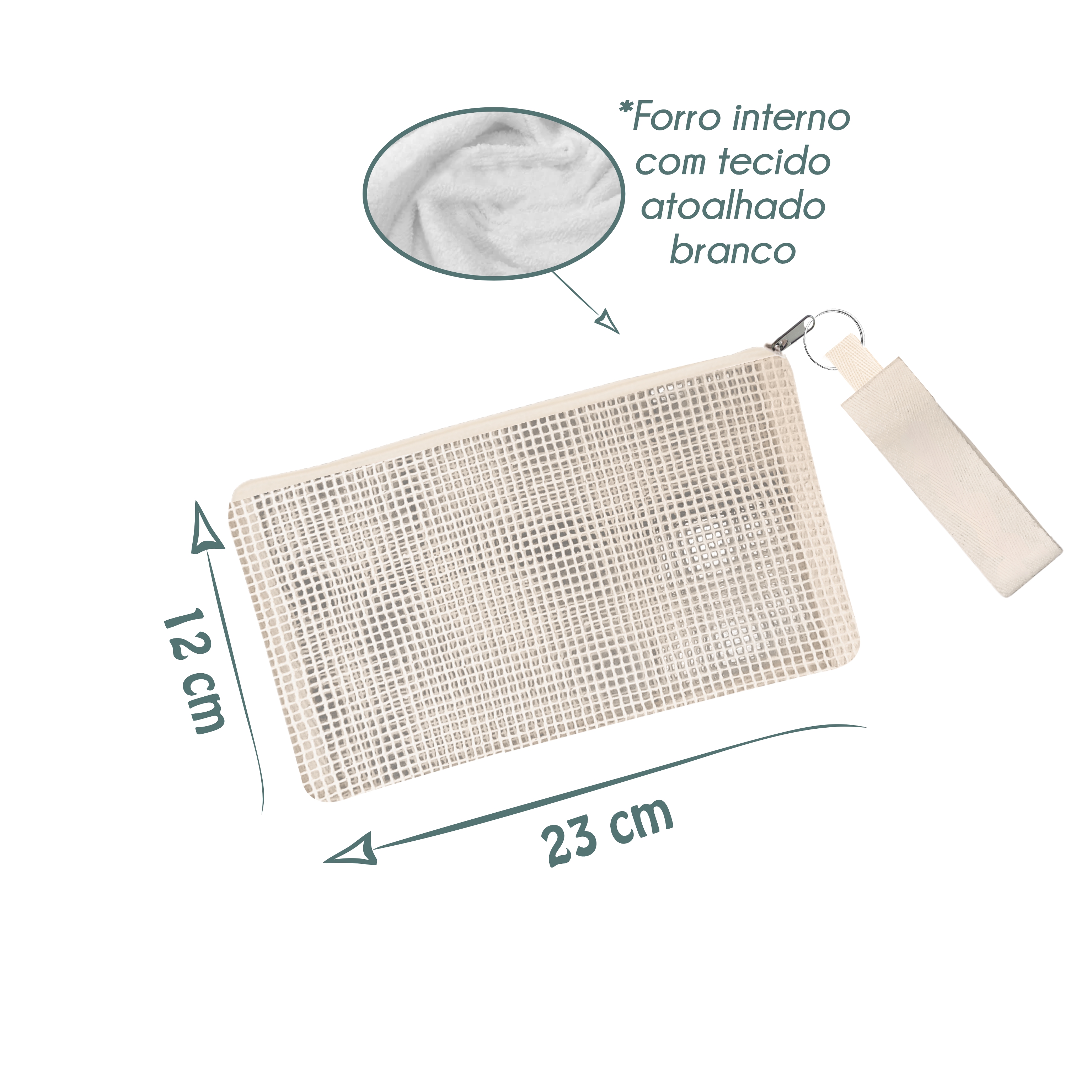 Necessaire ecológica, em tela de algodão cru e com forro atoalhado - ref.: ALFAZEMA