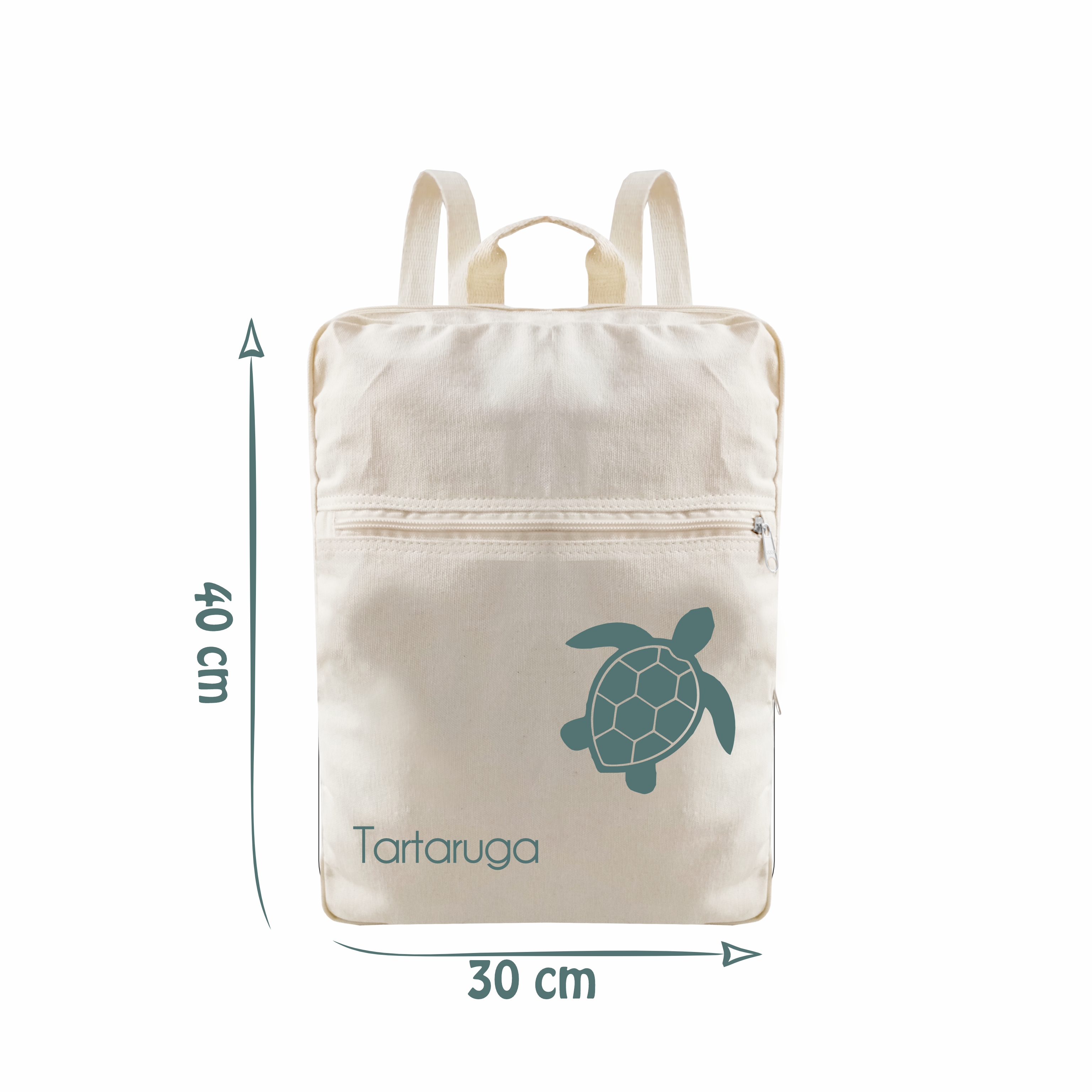 Mochila ecológica, feita em lona de algodão cru, resistente e muito prática - ref.: Tartaruga