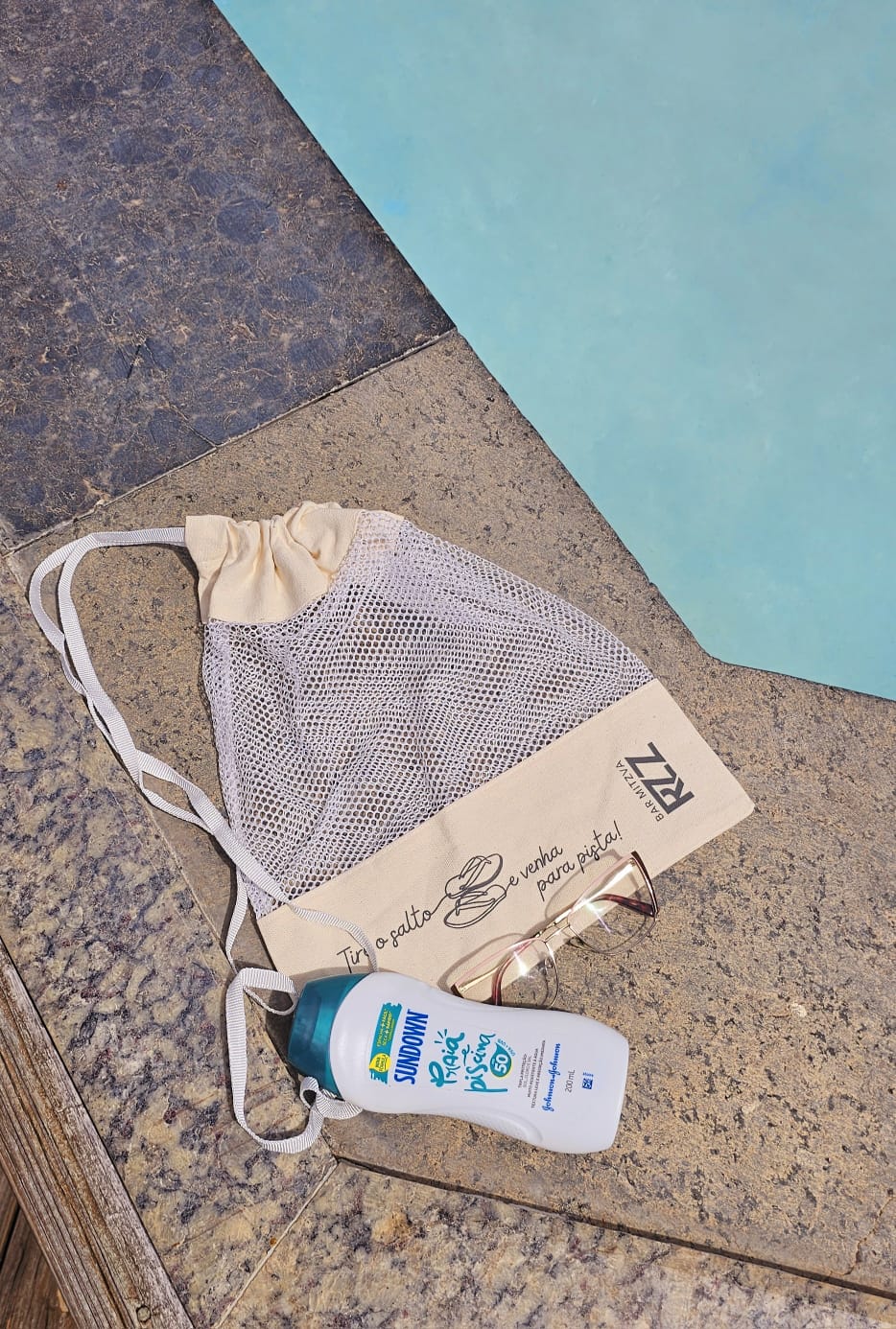 Sacochila Ecológica em Lona de Algodão Cru + Tela beach - Ref.: Carpa