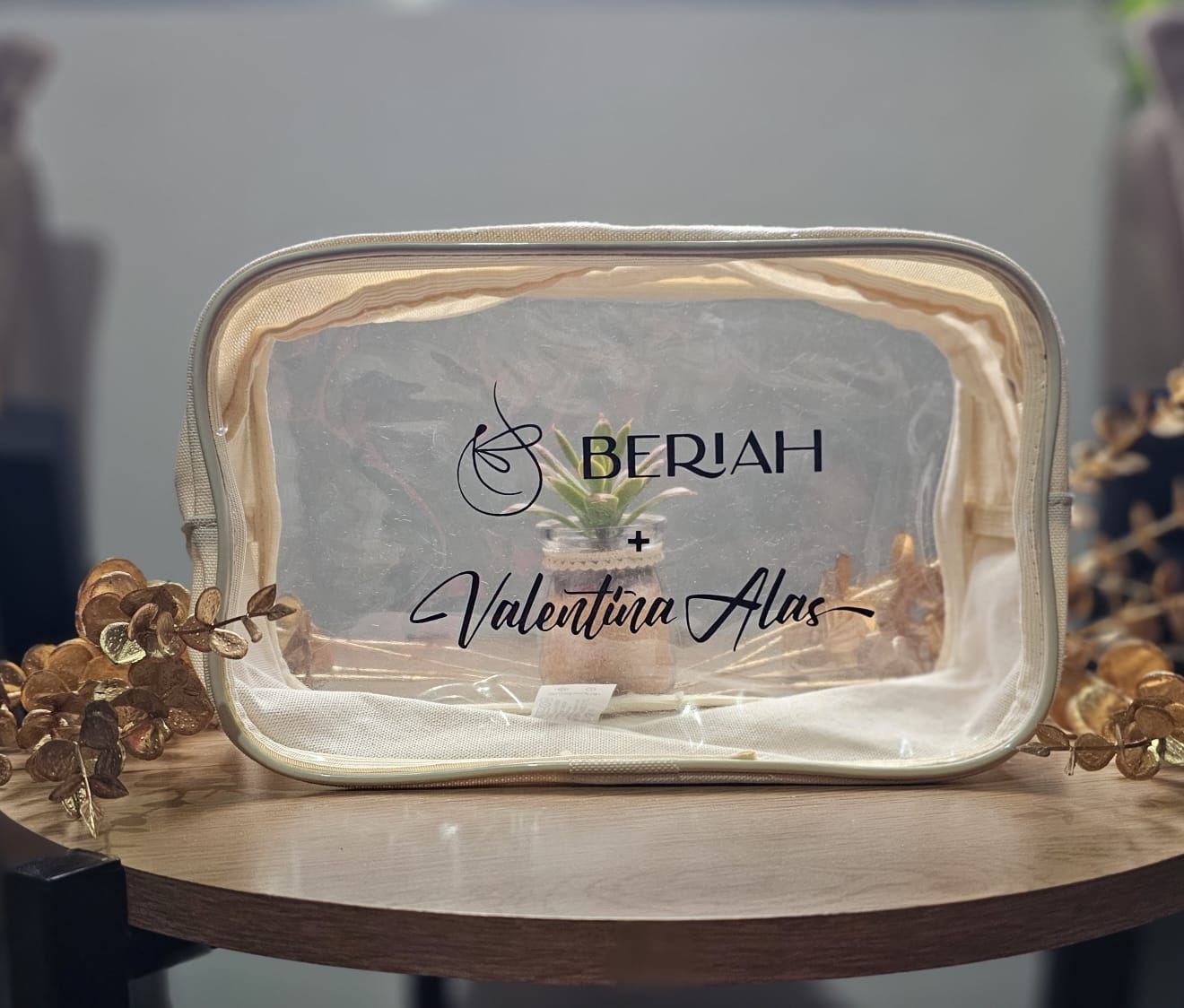 Frasqueira Ecológica em Lona de Algodão Cru e Visor em PVC Cristal - Ref.: Cegonha