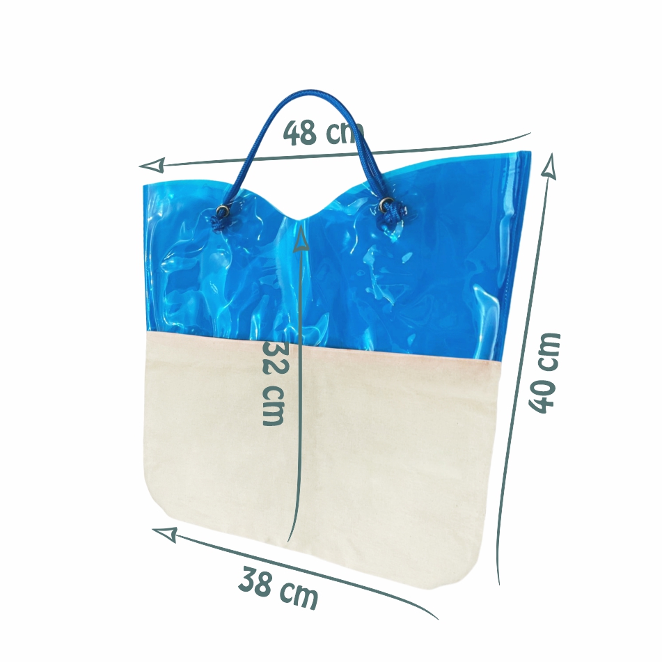 Sacola Ecológica em Algodão Cru e PVC Colorido - Ref.: Arco-íris