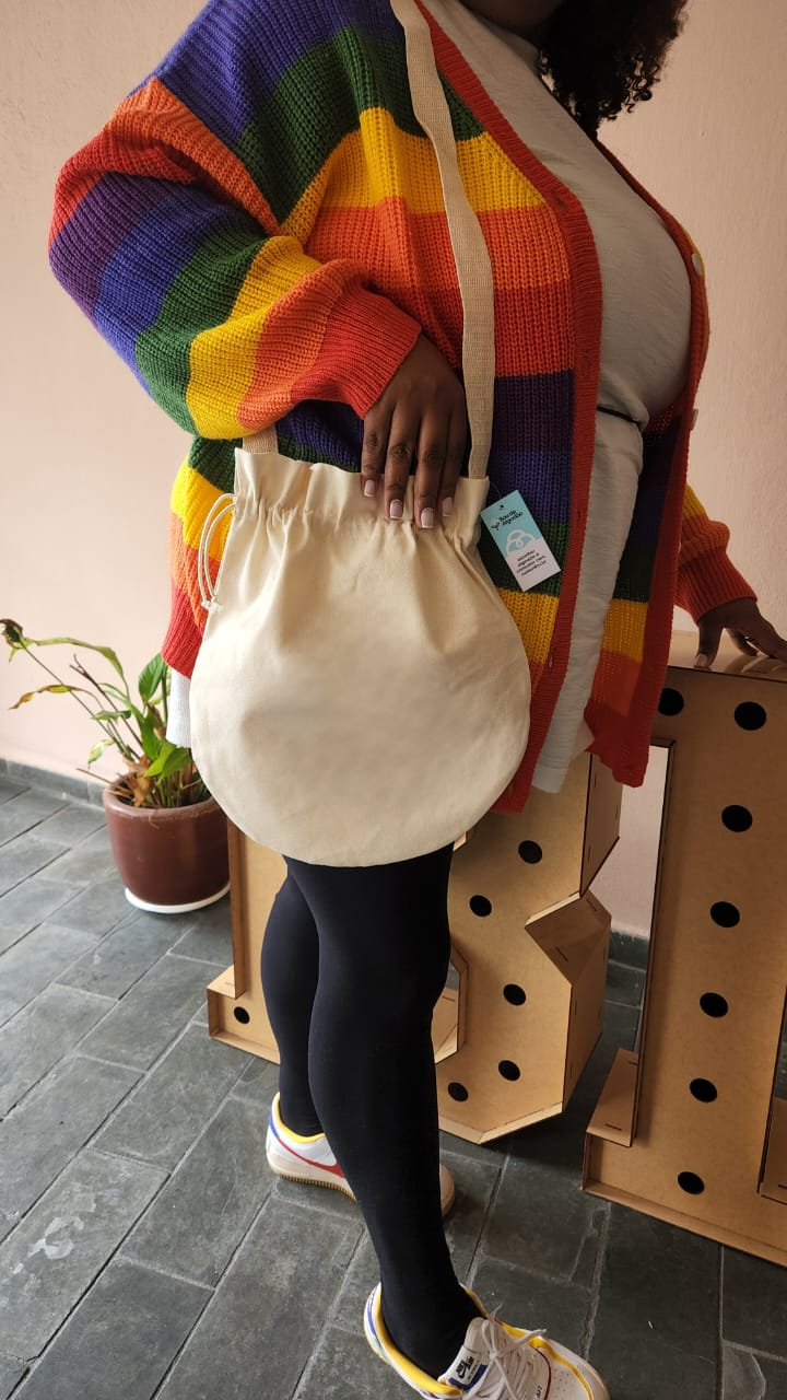 Sacola Transversal em Algodão Cru - Ref.: Canguru